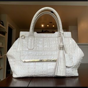 Brahmin White Crocodile Leather Purse